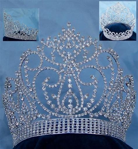 Miss American Beauty Pageant Queen Rhinestone Crown Silver Full