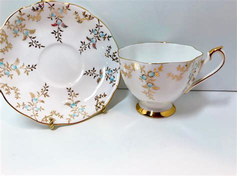 Crown Tea Cup And Saucer English Bone China Cups Floral Teacups