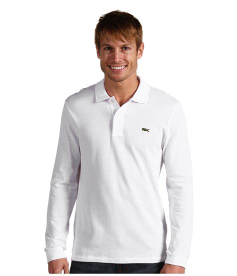 Lacoste Cotton Long Sleeve Classic Pique Polo Shirt In White For Men Lyst