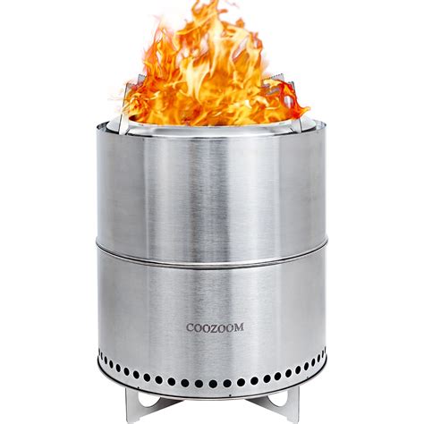 Buy Coozoom 15 Portable Smokeless Fire Pit With Stand Stainless Steel