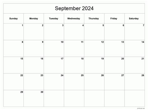 Calendar September 2024 Printable Calendar