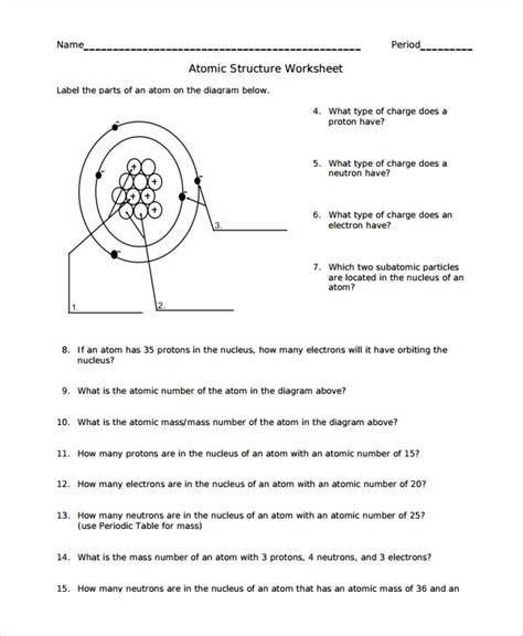 Atomic Structure Worksheet Answers Color By Number Atomic Structure
