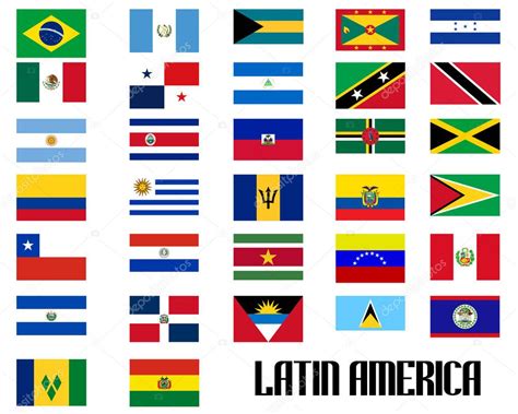 Banderas de países latinoamericanos Objetos aislados sobre fondo