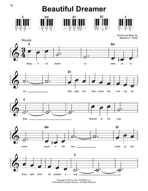 Beautiful Dreamer Sheet Music Stephen C Foster Super Easy Piano