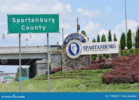 Spartanburg County Sc Line On Interstate 85 Editorial Stock Image