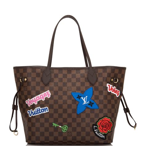 Louis Vuitton Patches Neverfull MM of Damier Ebene Canvas ...