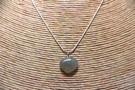 Labradorite Heart Necklace With Silver Chain Necklace Heart Etsy Canada