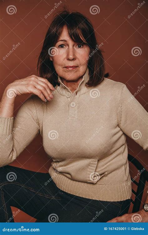 Natural Beauty Aged Portrait Of Old Woman Stock Image Image Of Jeans