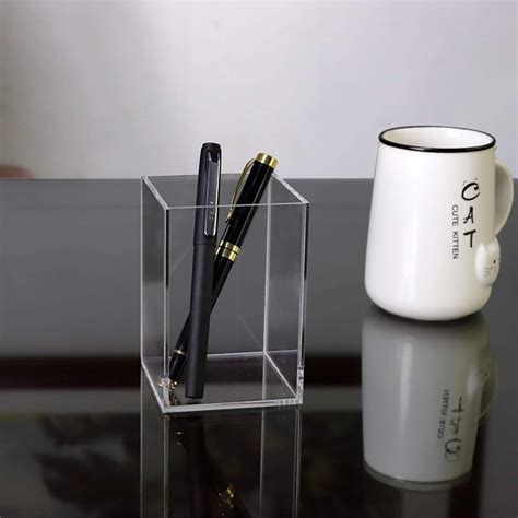 Acrylic Pen Holder 2 Packclear Desktop Pencil Cup Stationery Organizer