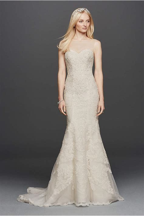 Cap sleeve wedding dress with lace. White by Vera Wang Pleated V-Neck Wedding Dress | David's ...