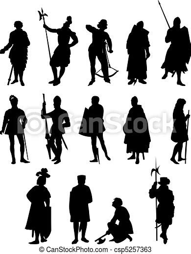 14 Knight Silhouettes Set Of Fourteen Knight And Medieval Figure