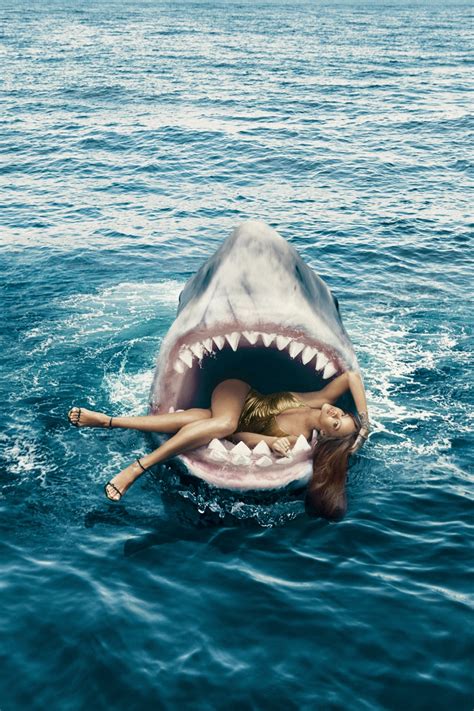 Rihanna Swims With Sharks For Harpers Bazaar Shoot