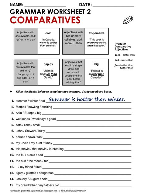 comparatives worksheet comparativos en ingles educacion ingles palabras inglesas