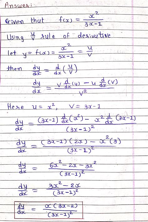 [Solved] Find the following derivative | Course Hero