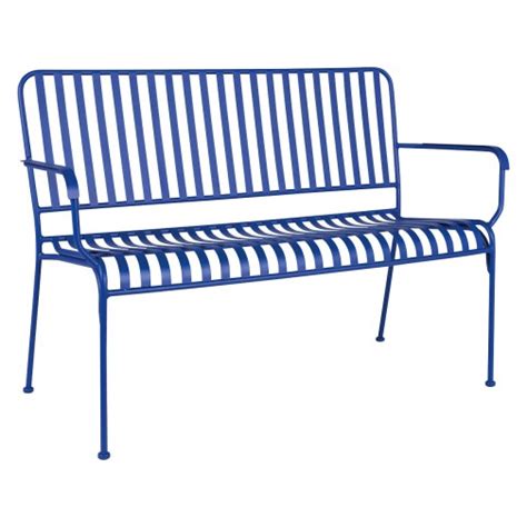 Free delivery and returns on ebay plus items for plus members. INDU Cobalt blue metal slatted garden bench with arms in ...