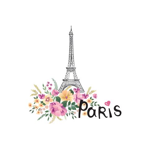 Fondo De Paris Muestra Floral De París Con Las Flores Torre Eiffel