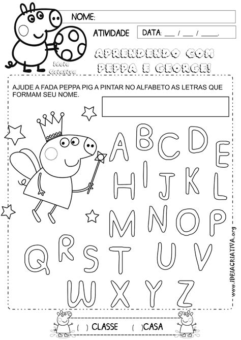 Atividade Letras Do Alfabeto Peppa Pig Ideia Criativa Gi Carvalho