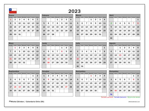 Calendario 2023 Para Imprimir “chile Ds” Michel Zbinden Cl