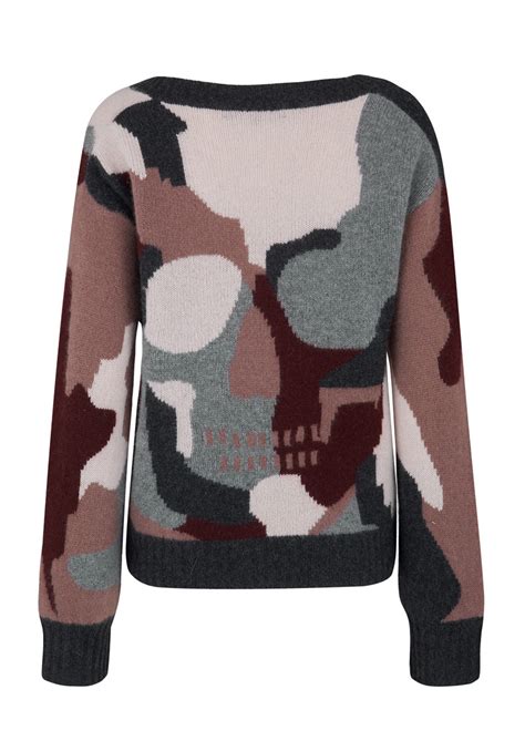 360 Sweater Skull Cashmere Cayenne Vee Jumper Heather Grey Camouflage