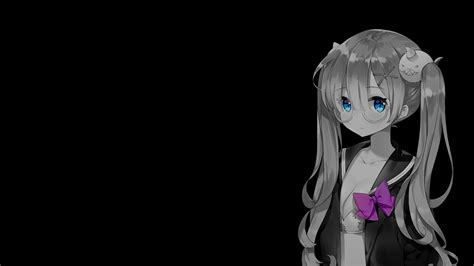 デスクトップ壁紙 選択着色 黒い背景 暗い背景 単純な背景 アニメの女の子 3840x2160 Mizzu8017