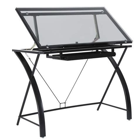 Buy Meeden Glass Top Drafting Table Tiltable Drawing Desk For Artists