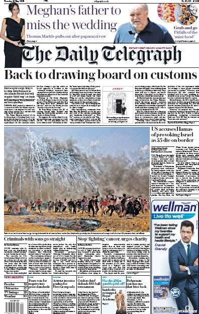 The Daily Telegraph UK Front Page For 15 May 2018 Paperboy Online