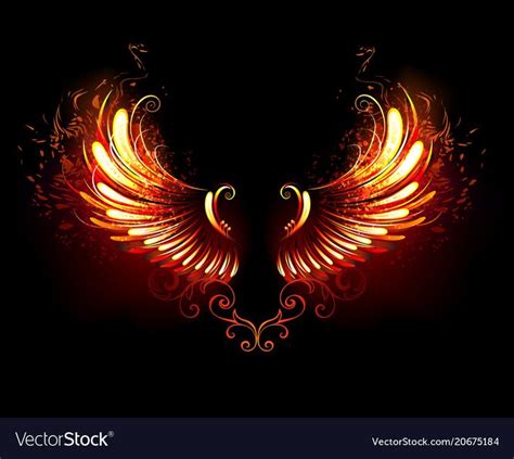 Wings Of Fire And Flame On Black Background Download A Free Preview Or