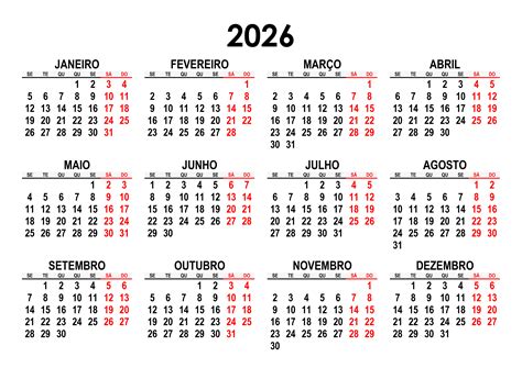 Calendario 2026 Com Feriados