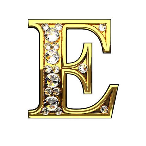 E Isolated Golden Letters With Diamonds On White Sanat Desen Alfabe