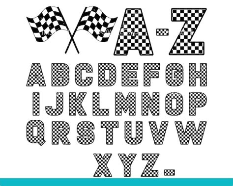 Checkered Alphabet Svg Checkered Letters Racing Flag Etsy