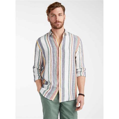 Pure Linen Vertical Stripe Shirt Modern Fit Modern Mens Fashion
