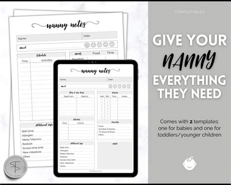 Nanny Schedule & Report Template for Baby | Babysitter Hiring Guide