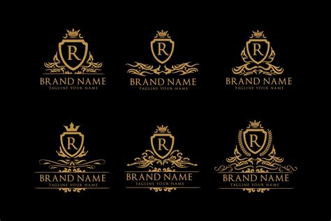 Royal Heraldic Crest Set Logo Creative Illustrator Templates