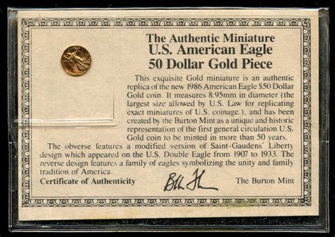 Miniature Usa 50 American Eagle Gold Coin