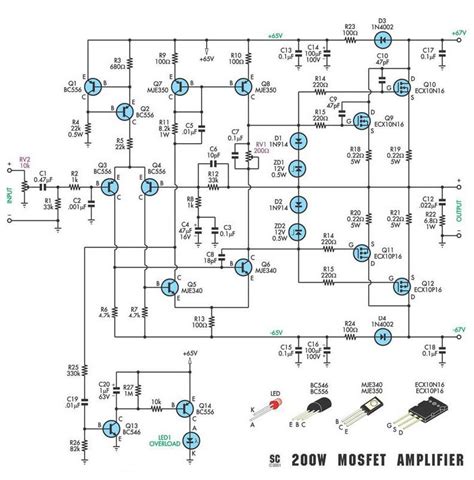 Mosfet Audio Power Amplifier Circuit Diagram
