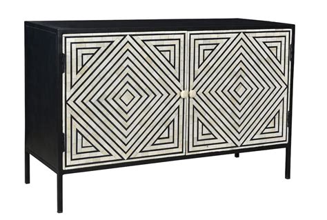 Black White Bone Inlay Diamond Bone Inlay Sideboard Modern Sideboard