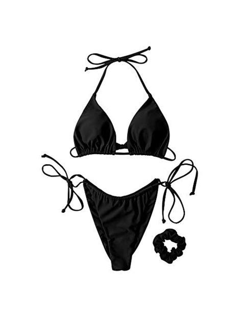 Buy Suuksess Women String Bikini Set Tie Side Thong Sexy Swimsuits With Matching Scrunchie