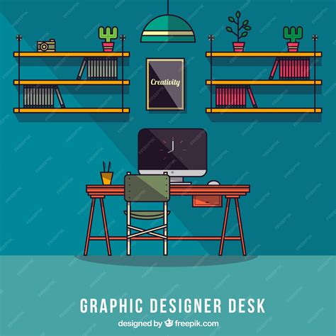 Premium Vector Modern Decoration Of A Graphic Designer Desk