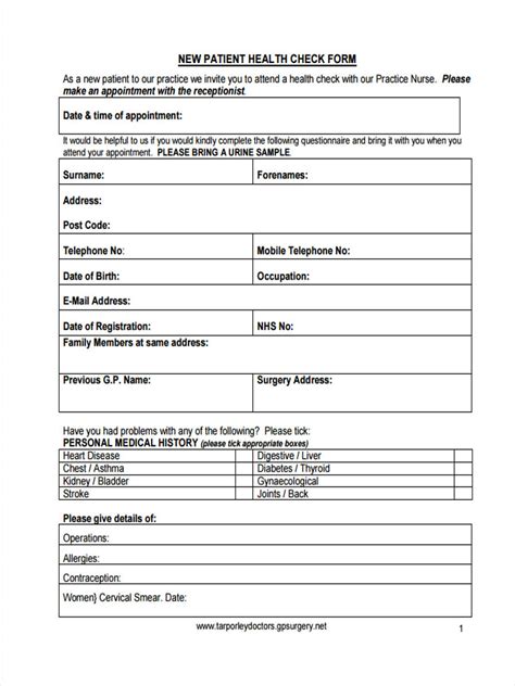 Free 8 Health Check Forms In Pdf Ms Word