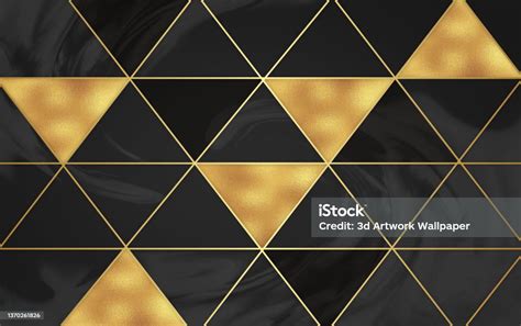 3d Modern Abstract Wallpaper Golden Lines And Traingles Geometric Forms
