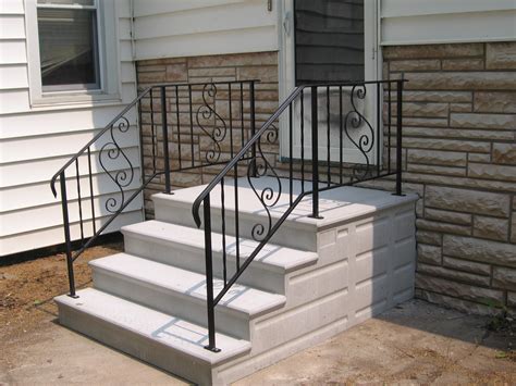 Outdoor Handrails For Concrete Steps Adding Wooden Handrails To
