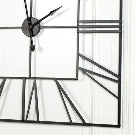 Extra Large 120cm Black Square Metal Wall Clock Maison Reproductions