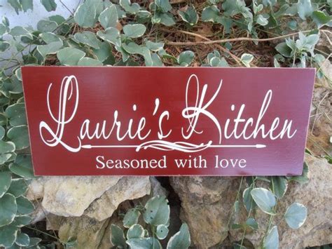 Personalized Kitchen Seasoned With Love Wall Wood Sign Plaque Design