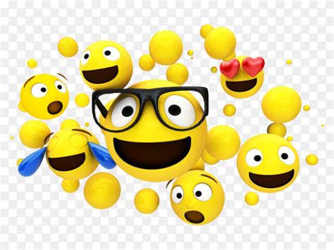 Yellow Emojis Characters Floating On Transparent Background Png