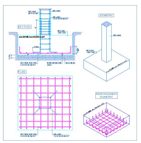 Column Footing Layout Plan With Slab Structure Design Cadbull