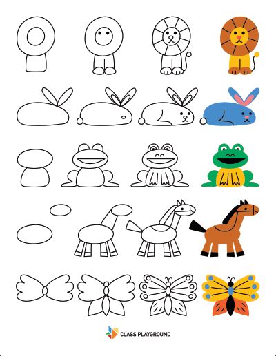 Printable How To Draw With Shapes Animals1 Class Playground