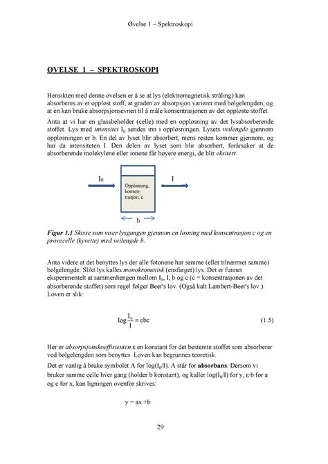 Lab dag øvelse PDF kjemi UIB ØVELSE SPEKTROSKOPI