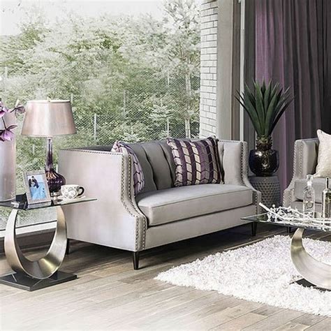 Tegan Living Room Set Gray By Furniture Of America Furniturepick