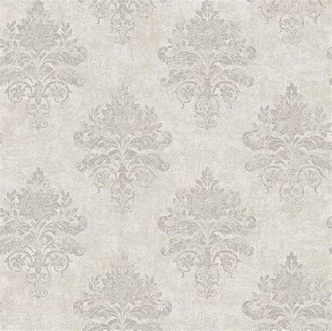Neutral Floral Damask Wallpaper Distressed Vintage Country Etsy In