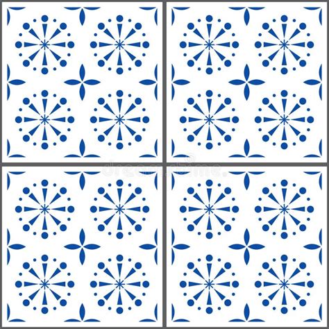 Portuguese Tile Pattern Lisbon Seamless Indigo Blue Tiles Azulejos